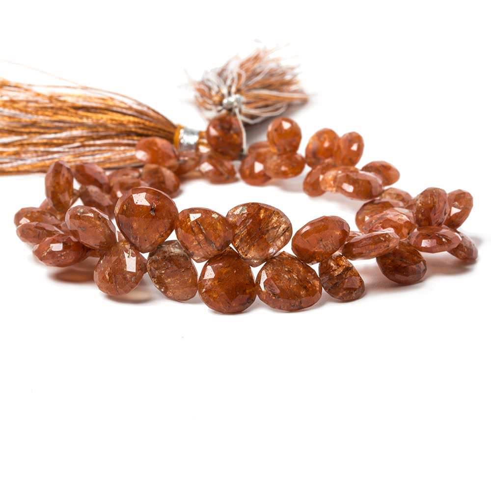 7-8mm Mossy Rutilated Quartz Heart Briolette 7.75 inch 50 pieces - Beadsofcambay.com