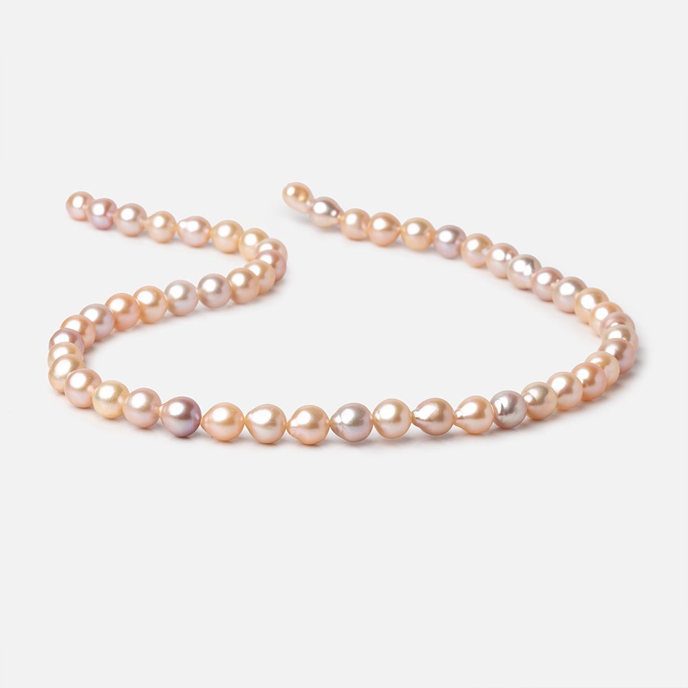7-8mm Multi Peach Petite Ultra Baroque Freshwater Pearls 16 inch 48 Beads AAA - Beadsofcambay.com
