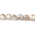 7-8mm Mystic Grey & Off White Moonstone faceted coins 14 inch 43 beads - Beadsofcambay.com