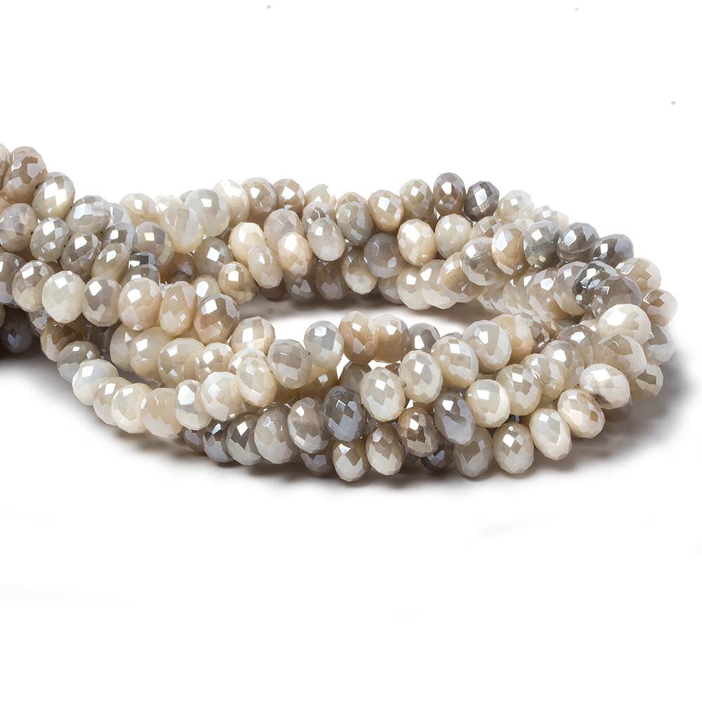 7-8mm Mystic Multi Cream Moonstone faceted rondelles 14 inch 64 pieces - Beadsofcambay.com