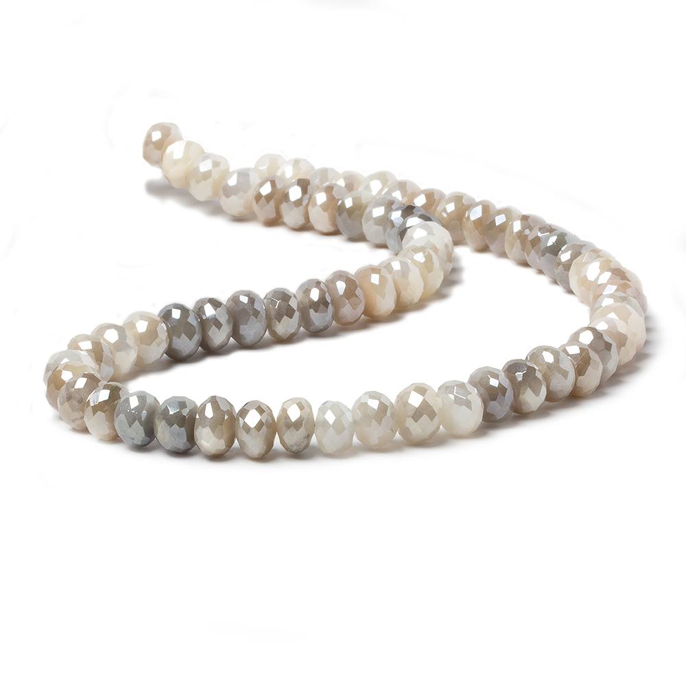 7-8mm Mystic Multi Cream Moonstone faceted rondelles 14 inch 64 pieces - Beadsofcambay.com