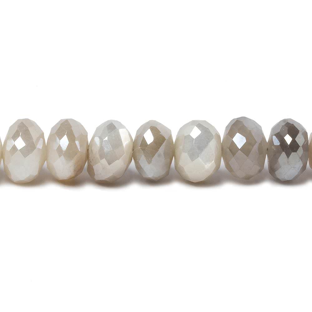 7-8mm Mystic Multi Cream Moonstone faceted rondelles 14 inch 64 pieces - Beadsofcambay.com