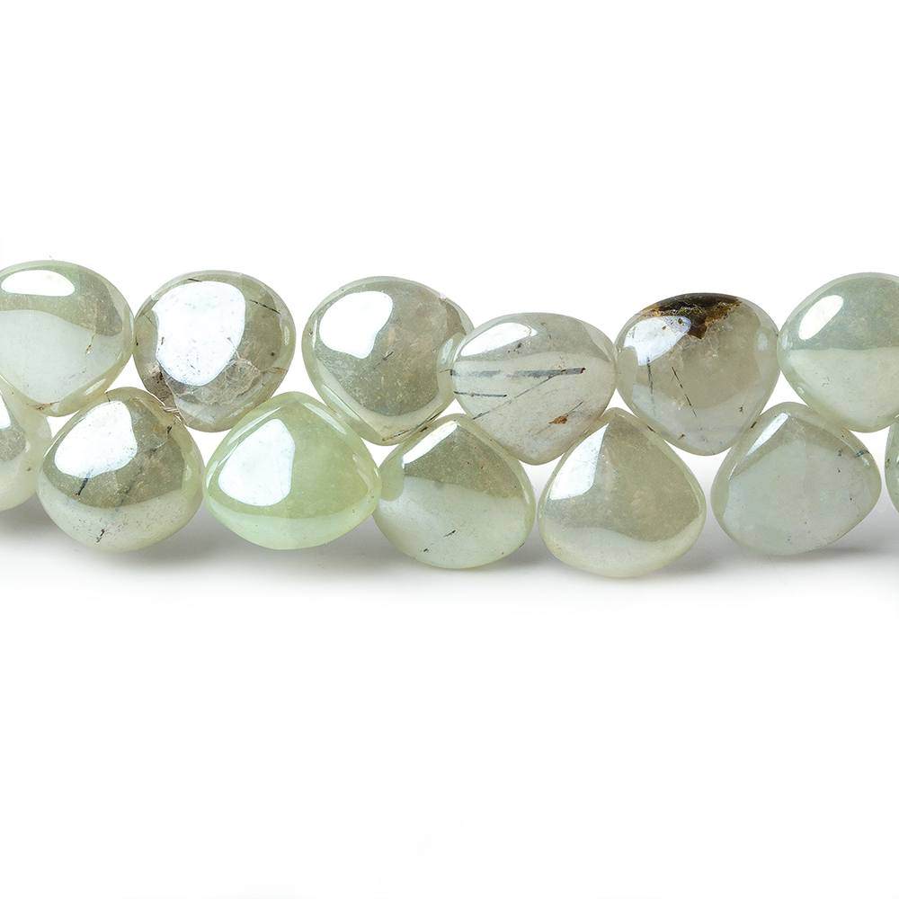 7-8mm Mystic Prehnite Plain Heart Beads 8 inch 49 beads - Beadsofcambay.com