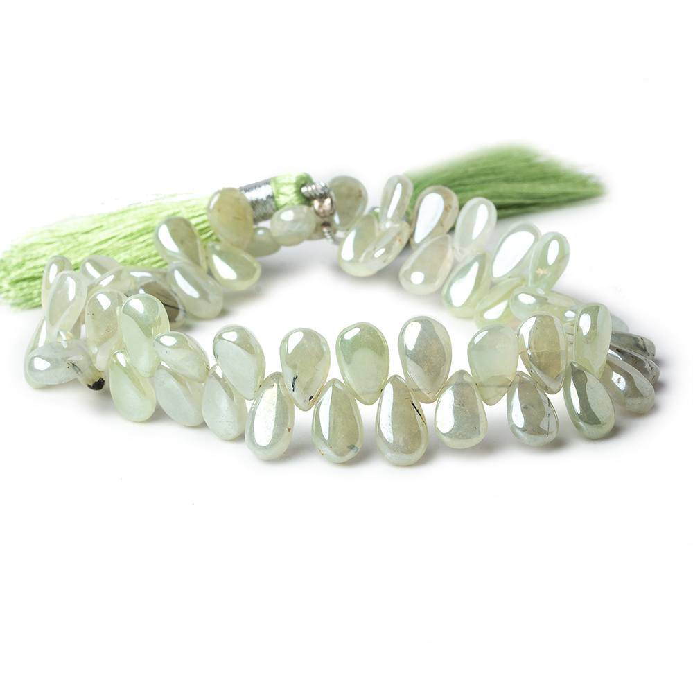 7-8mm Mystic Prehnite Plain Pear Beads 8 inch 58 beads - Beadsofcambay.com