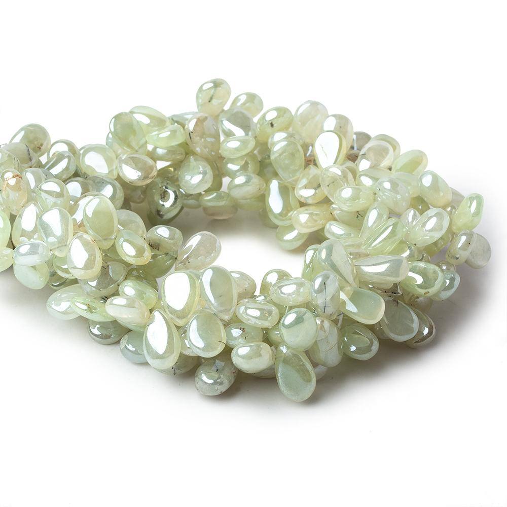 7-8mm Mystic Prehnite Plain Pear Beads 8 inch 58 beads - Beadsofcambay.com