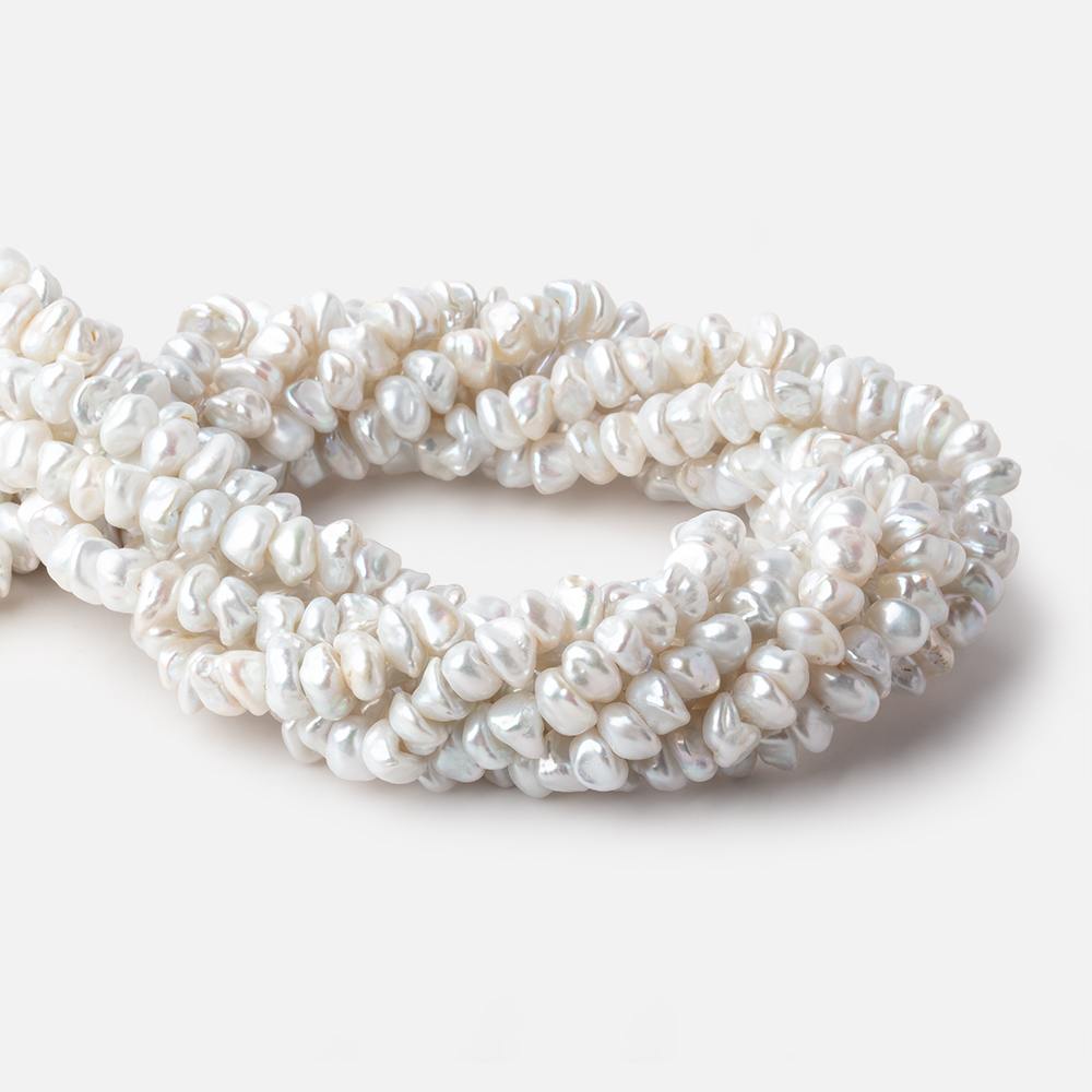 7-8mm Off White Center Drill Keshi Freshwater Pearls 16 inch 75 beads - Beadsofcambay.com