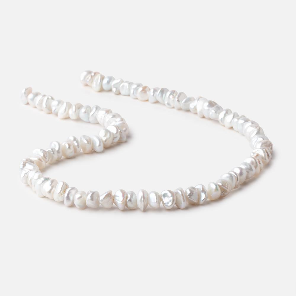 7-8mm Off White Center Drill Keshi Freshwater Pearls 16 inch 75 beads - Beadsofcambay.com