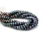 7-8mm Peacock Metallic Black Spinel Faceted Rondelles 8 inch 45 pieces - Beadsofcambay.com