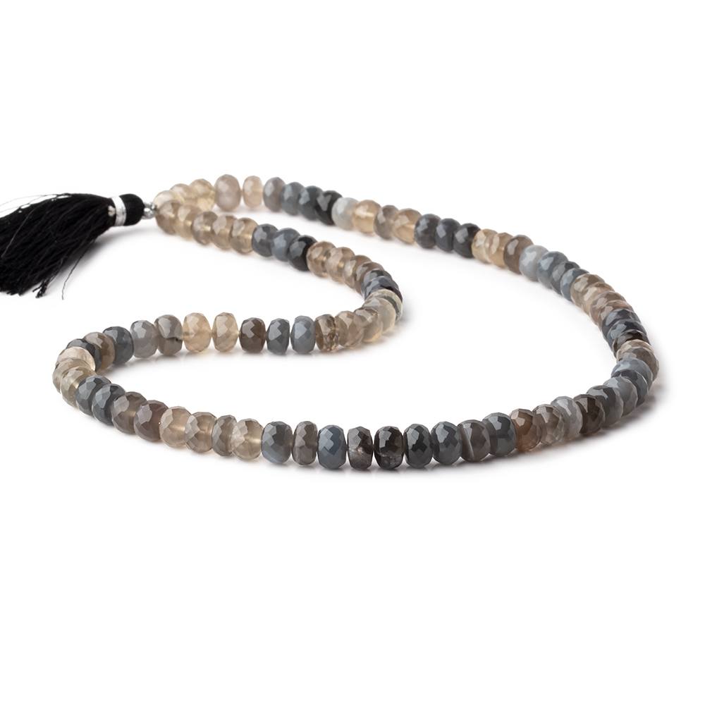 7-8mm Platinum Grey Moonstone Faceted Rondelle Beads 18 inch 70 pieces - Beadsofcambay.com