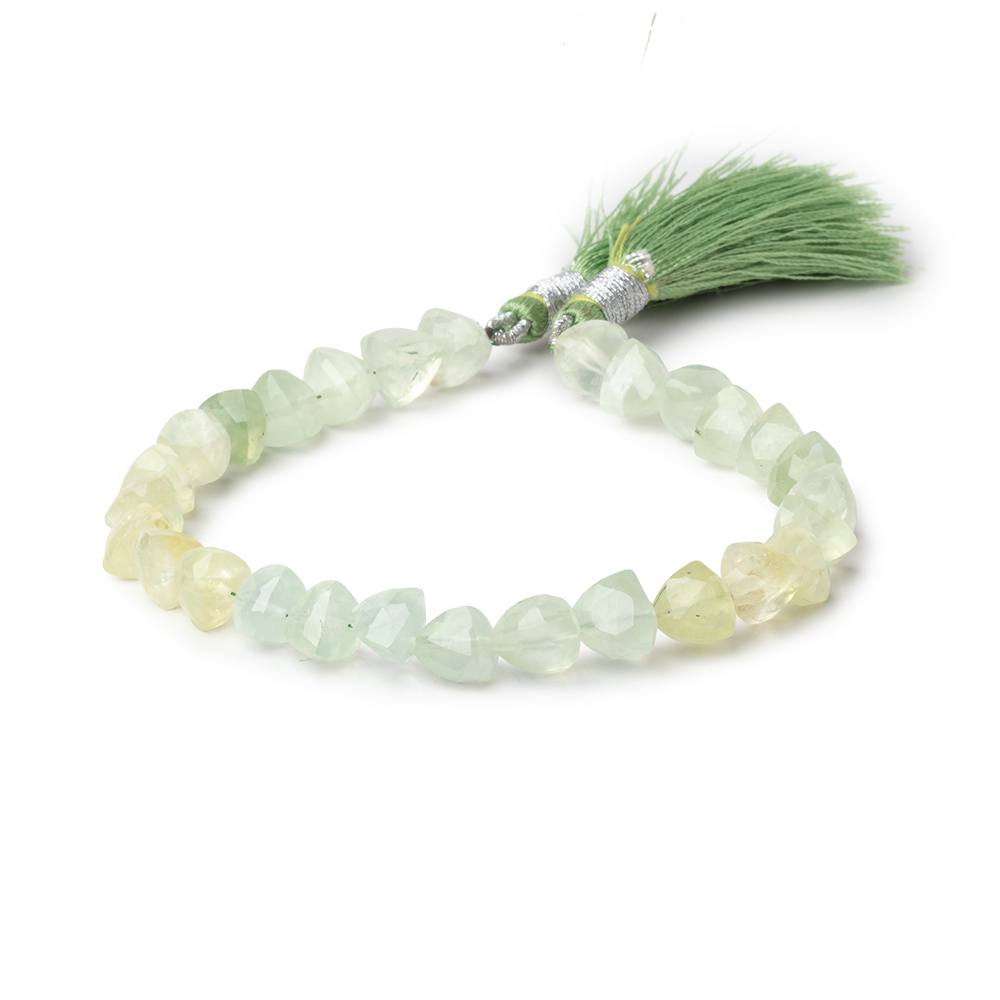 7-8mm Prehnite Faceted Trillion Beads 8 inch 24 pieces - Beadsofcambay.com