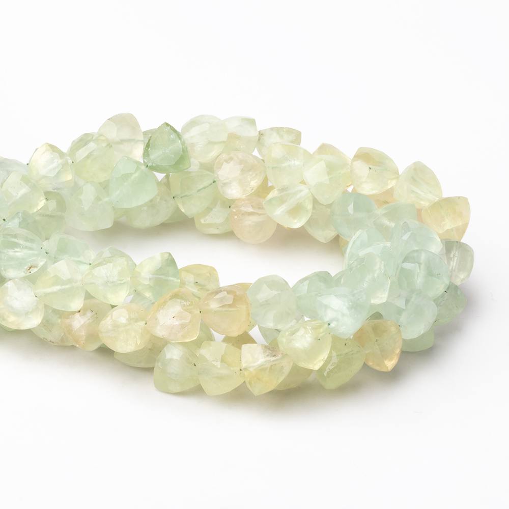 7-8mm Prehnite Faceted Trillion Beads 8 inch 24 pieces - Beadsofcambay.com