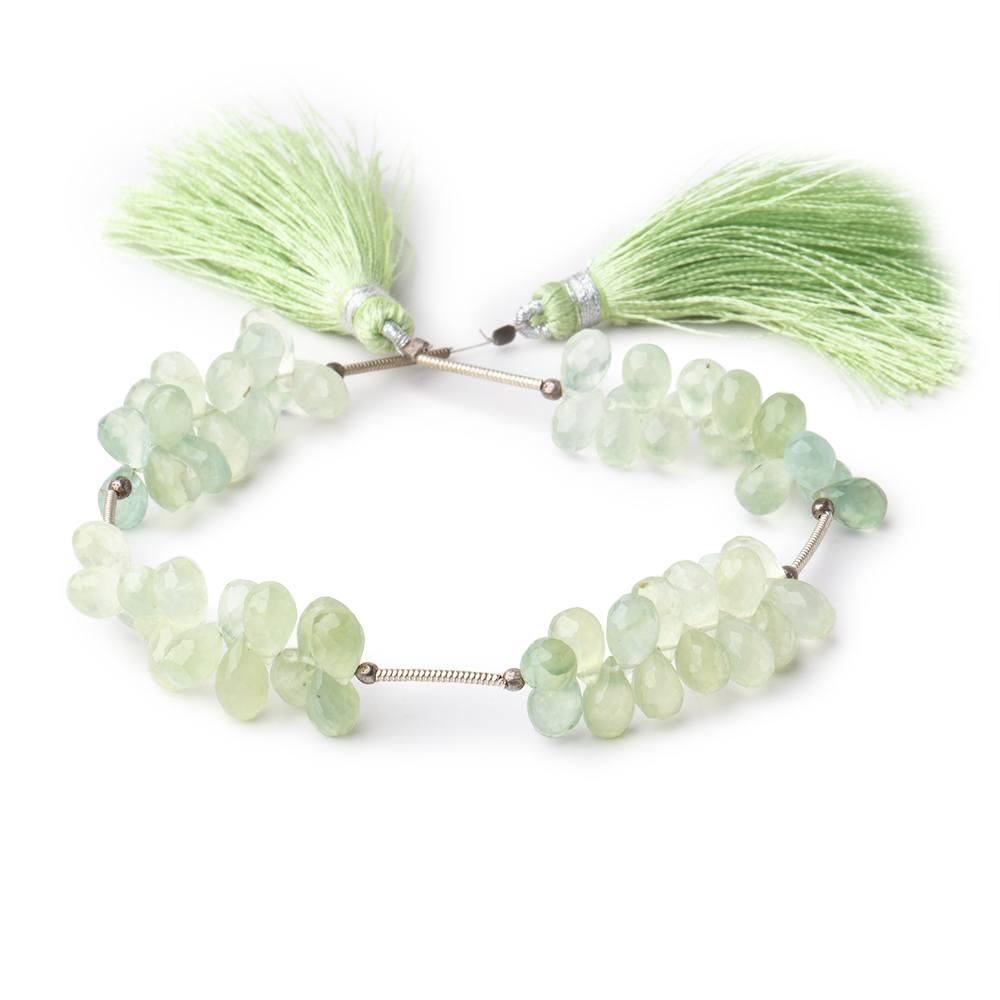 7-8mm Prehnite Tear Drop Briolette Beads 7 inch 61 pieces - Beadsofcambay.com