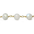7-8mm Rainbow Moonstone faceted round Gold Chain by the foot 23 pieces - Beadsofcambay.com