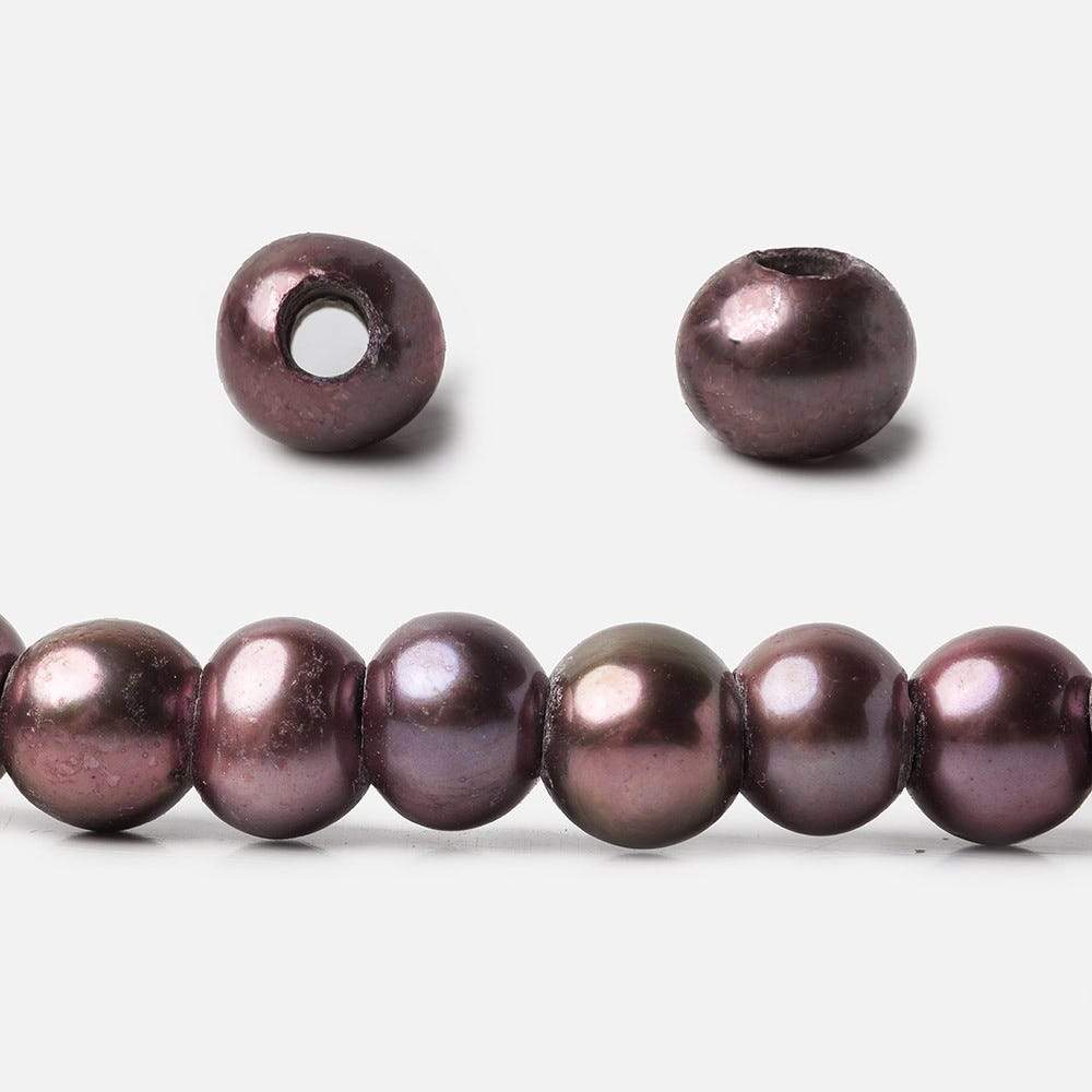 7-8mm Raisin Large Hole Off Round Freshwater Pearl 2.5mm drill hole, 15 inch, 64 pieces - Beadsofcambay.com