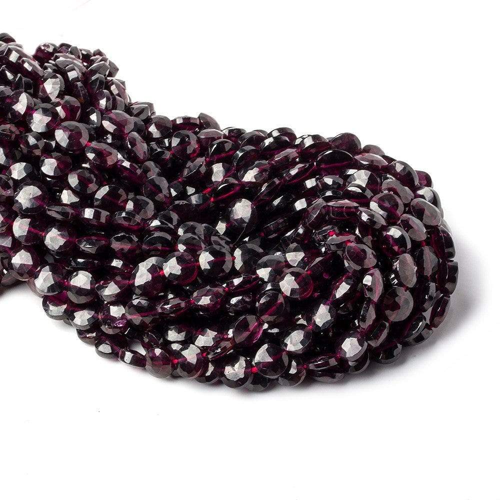 7-8mm Rhodolite Garnet Faceted Coin Beads 13 inch 45 pieces - Beadsofcambay.com
