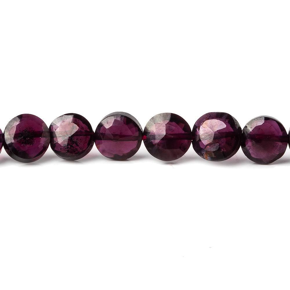 7-8mm Rhodolite Garnet Faceted Coin Beads 13 inch 45 pieces - Beadsofcambay.com