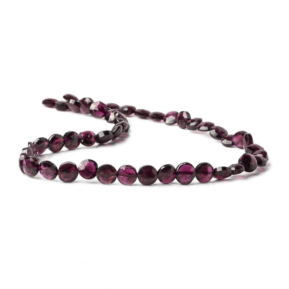 7-8mm Rhodolite Garnet Faceted Coin Beads 13 inch 45 pieces - Beadsofcambay.com