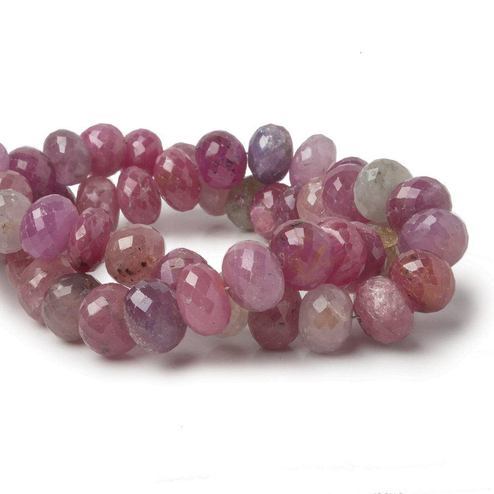 7-8mm Ruby & Fancy Sapphire faceted rondelles 8 inch 36 beads A - Beadsofcambay.com