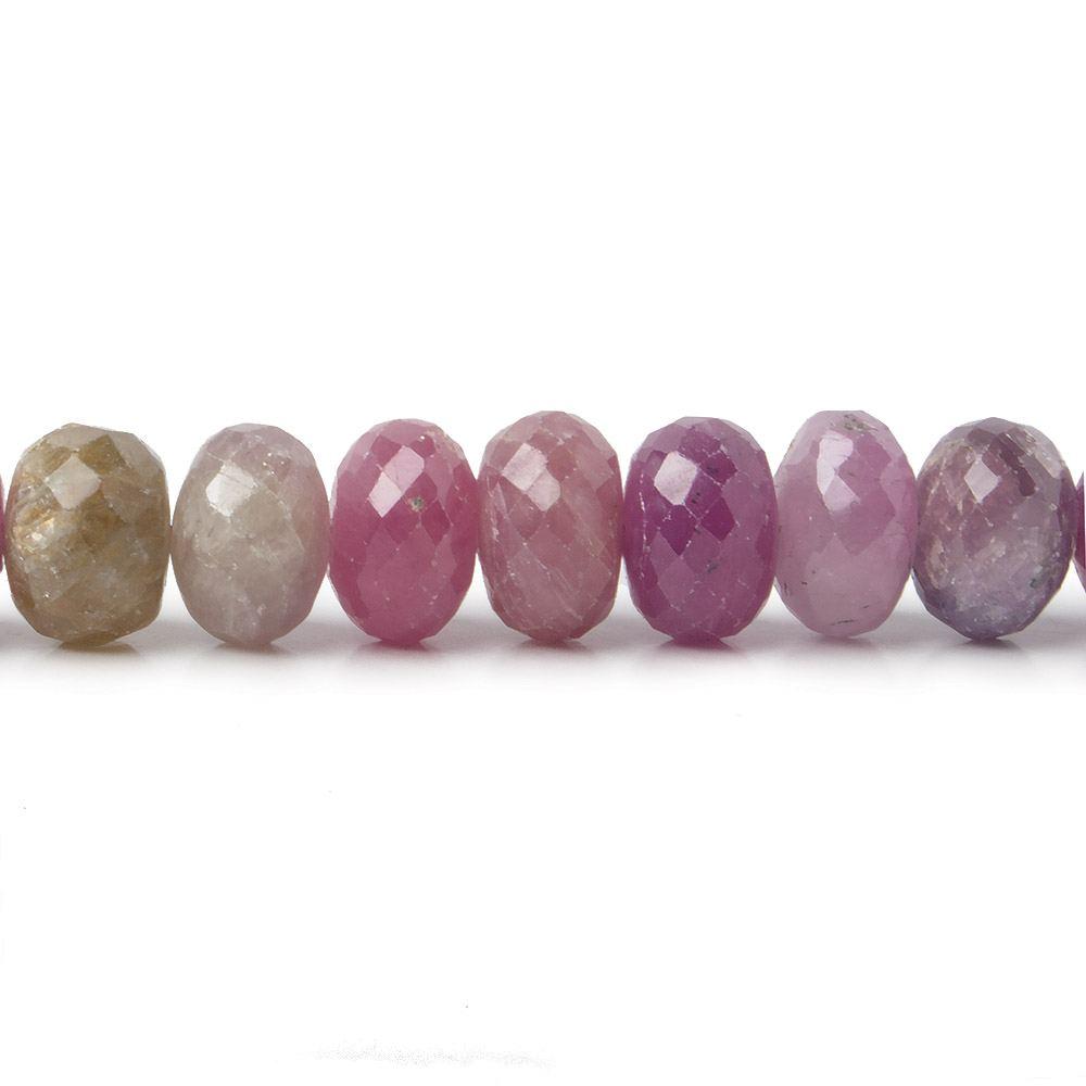 7-8mm Ruby & Fancy Sapphire faceted rondelles 8 inch 36 beads A - Beadsofcambay.com