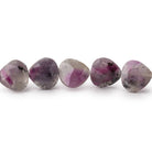 7-8mm Ruby in Marble Matrix Straight Drill Faceted Hearts 8 inch 26 Beads - Beadsofcambay.com