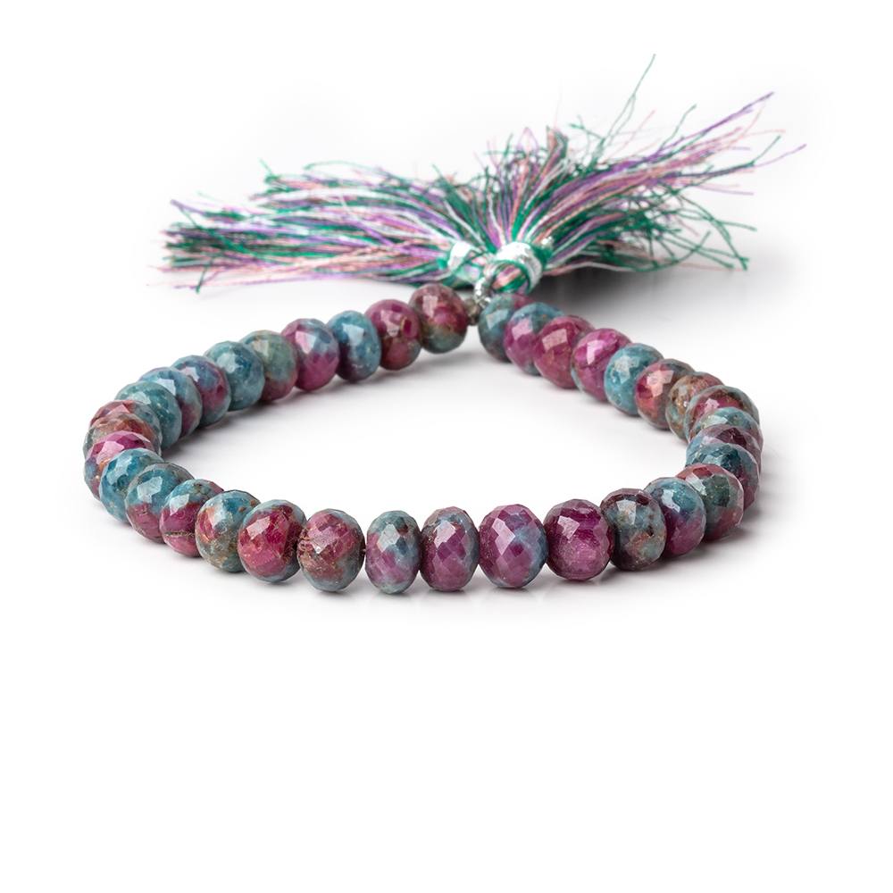 7-8mm Ruby in Zoisite Faceted Rondelle Beads 8 inch 36 pieces - Beadsofcambay.com