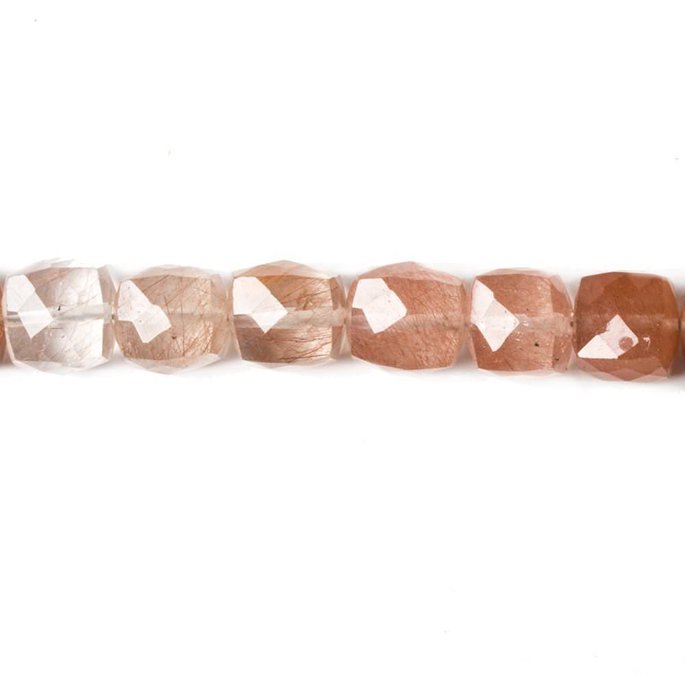 7-8mm Rutilated Quartz Faceted Cube 8 inch 28 pieces - Beadsofcambay.com