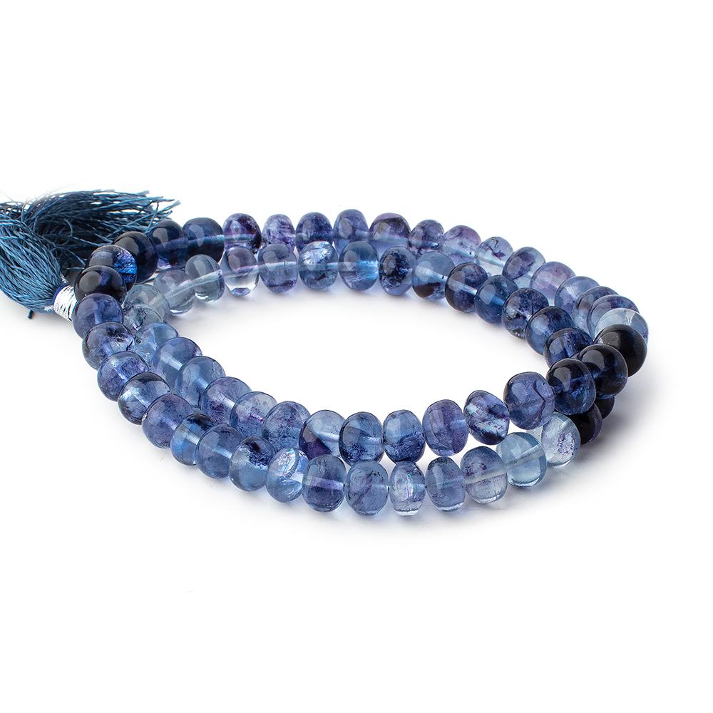 7.5-8.5mm Shaded Blue Fluorite Plain Rondelles 16 inch 60 Beads - Beadsofcambay.com