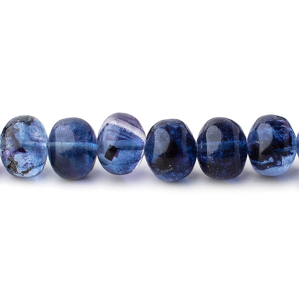 7.5-8.5mm Shaded Blue Fluorite Plain Rondelles 16 inch 60 Beads - Beadsofcambay.com