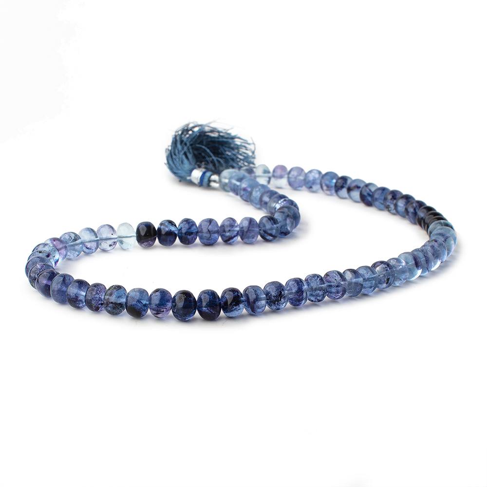 7.5-8.5mm Shaded Blue Fluorite Plain Rondelles 16 inch 60 Beads - Beadsofcambay.com