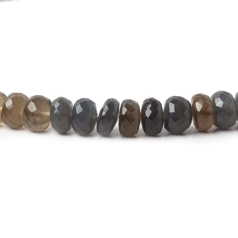 7-8mm Shaded Grey Moonstone Faceted Rondelle Beads 18 inch 92 beads - Beadsofcambay.com