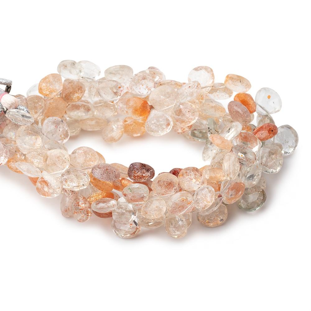 7-8mm Shaded Oregon Sunstone Faceted Heart Beads 7.5 inch 46 pieces - Beadsofcambay.com
