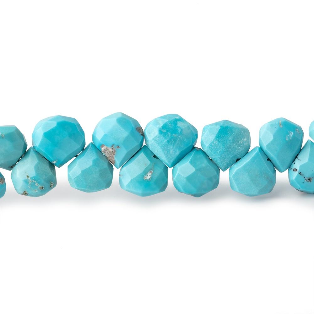 7-8mm Sleeping Beauty Turquoise faceted heart beads 8.5 inch 50 pieces - Beadsofcambay.com