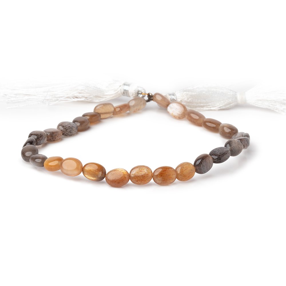 7-8mm Sunstone & Moonstone Plain Oval Beads 8.5 inch 29 pieces - Beadsofcambay.com