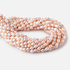 7-8mm Tri Color Straight Drilled Oval Freshwater Pearls 16 inch 55 pieces - Beadsofcambay.com