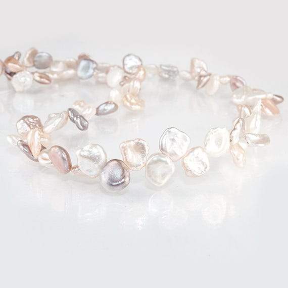 7-8mm Tri-Color Top Drilled Keshi Freshwater Pearls 16 inch 72 pieces - Beadsofcambay.com