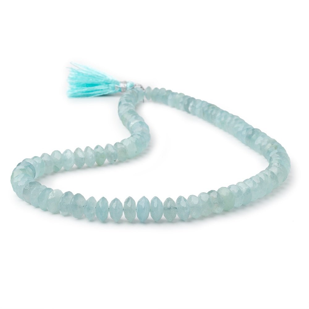 7-9.5mm Aquamarine German Faceted Rondelles 16 inch 93 Beads - Beadsofcambay.com
