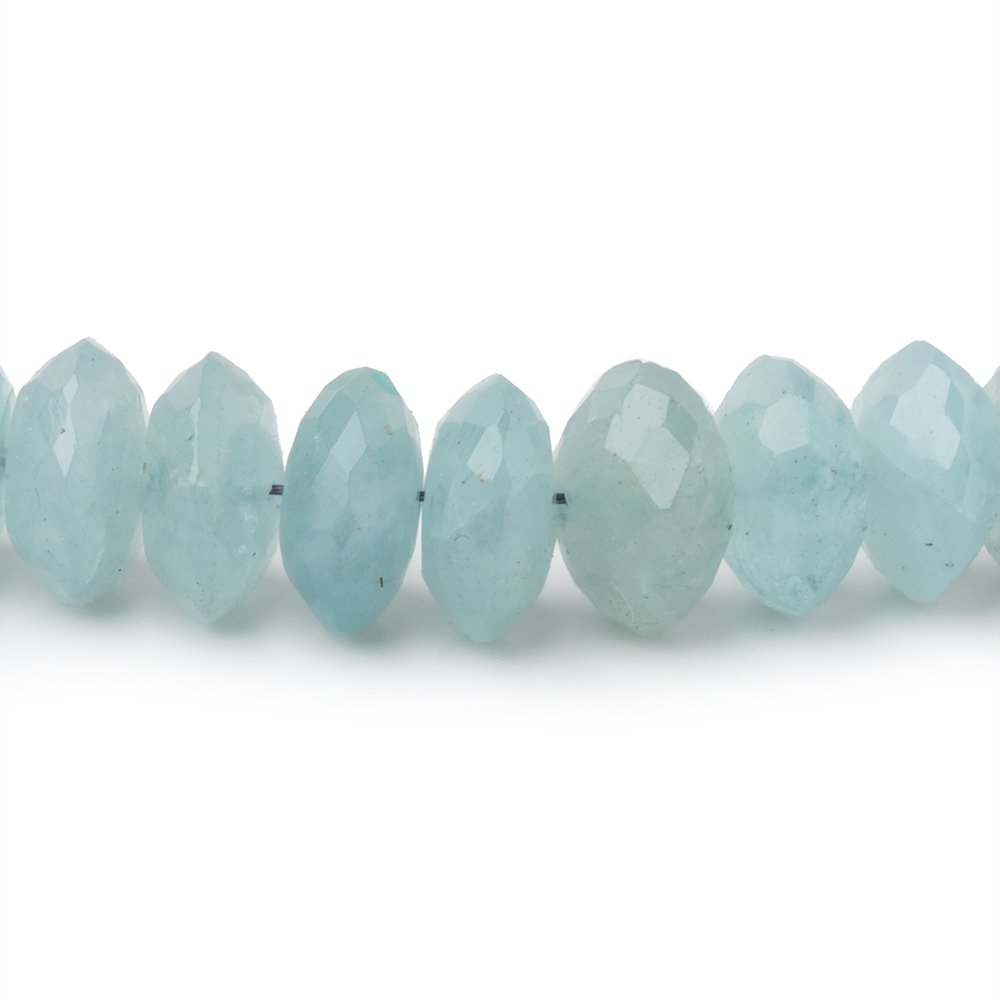 7-9.5mm Aquamarine German Faceted Rondelles 16 inch 93 Beads - Beadsofcambay.com
