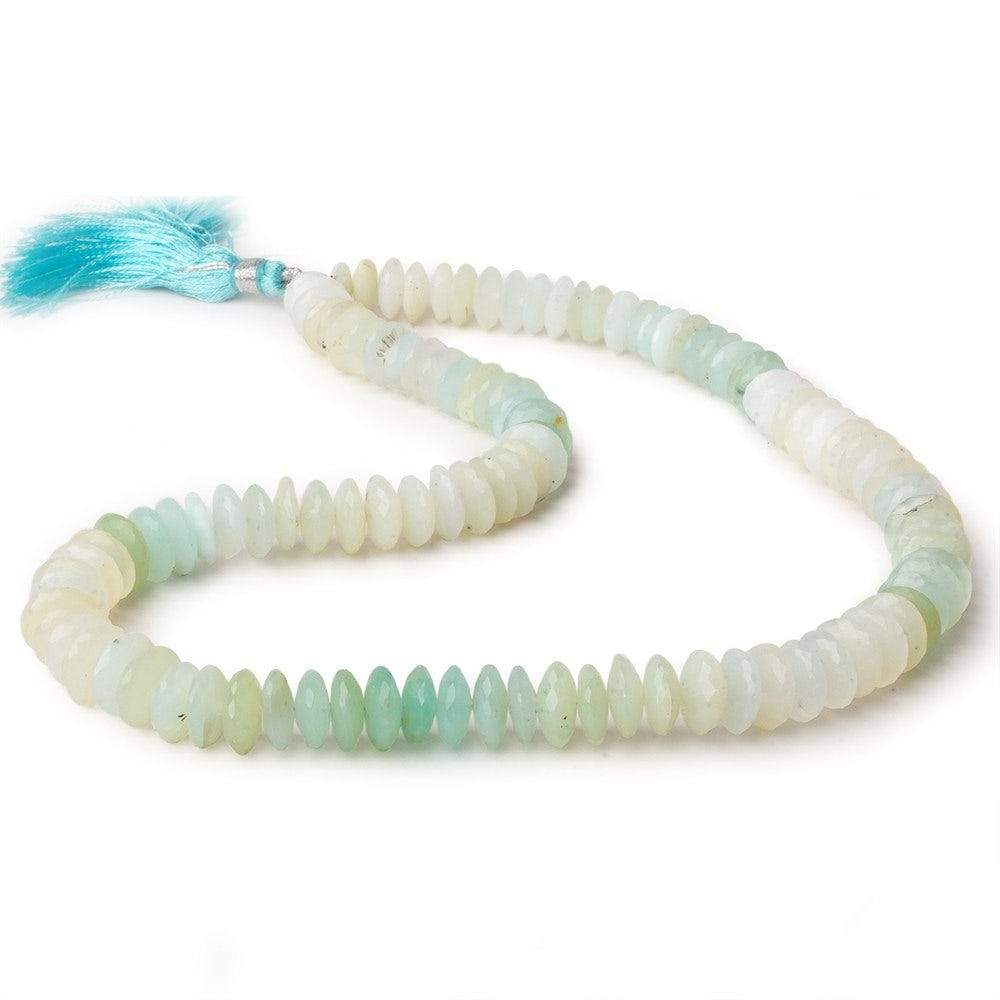 7-9.5mm Blue Peruvian Opal German Faceted Rondelles 16 inch 108 pieces - Beadsofcambay.com