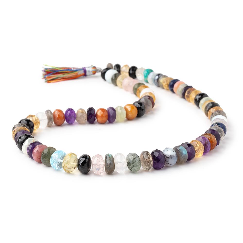 7-9.5mm Multi Gemstone Faceted Rondelle Beads 15 inch 70 pieces - Beadsofcambay.com