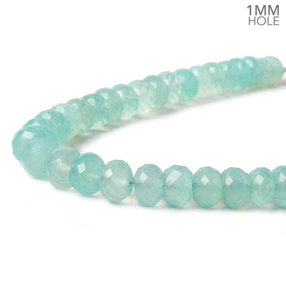 7-9mm Aqua Blue Chalcedony Faceted Rondelles 1mm hole 8 inch 37 Beads - Beadsofcambay.com
