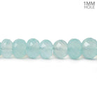 7-9mm Aqua Blue Chalcedony Faceted Rondelles 1mm hole 8 inch 37 Beads - Beadsofcambay.com