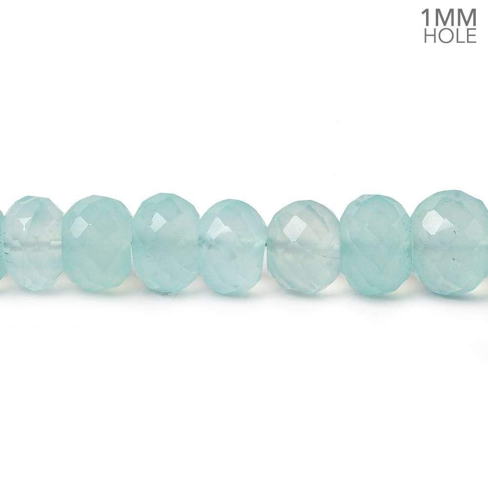 7-9mm Aqua Blue Chalcedony Faceted Rondelles 1mm hole 8 inch 37 Beads - Beadsofcambay.com