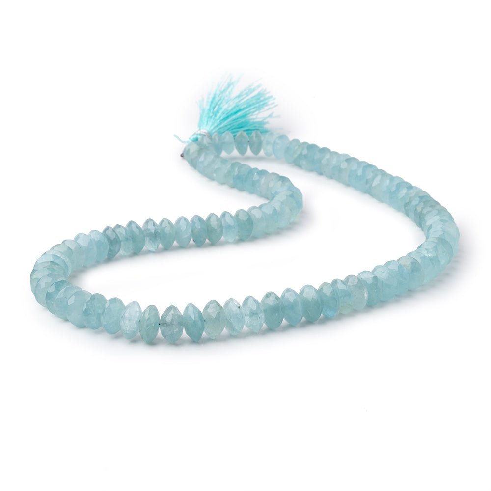 7-9mm Aquamarine German Faceted Rondelles 16 inch 83 Beads - Beadsofcambay.com