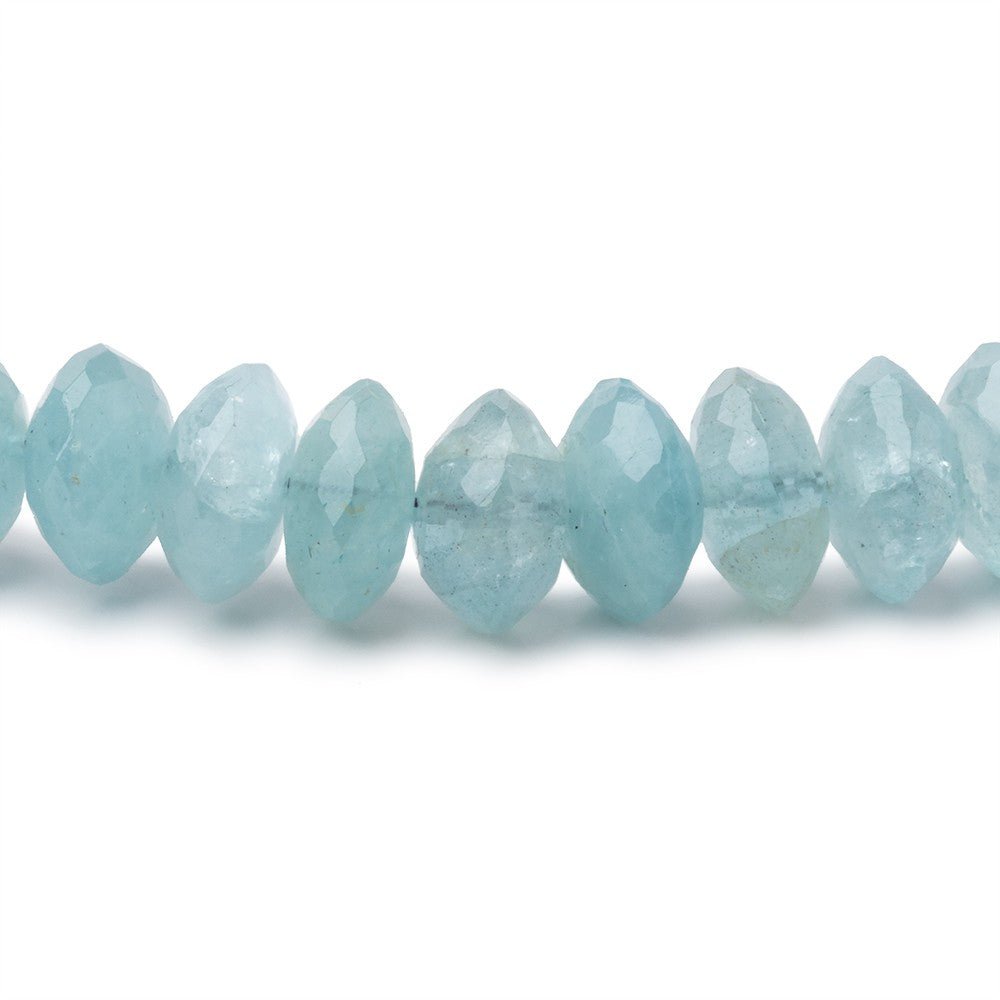 7-9mm Aquamarine German Faceted Rondelles 16 inch 83 Beads - Beadsofcambay.com