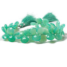 7-9mm Bluish Green Chalcedony Faceted Heart Beads 8 inch 58 pieces - Beadsofcambay.com