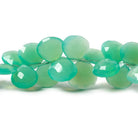 7-9mm Bluish Green Chalcedony Faceted Heart Beads 8 inch 58 pieces - Beadsofcambay.com