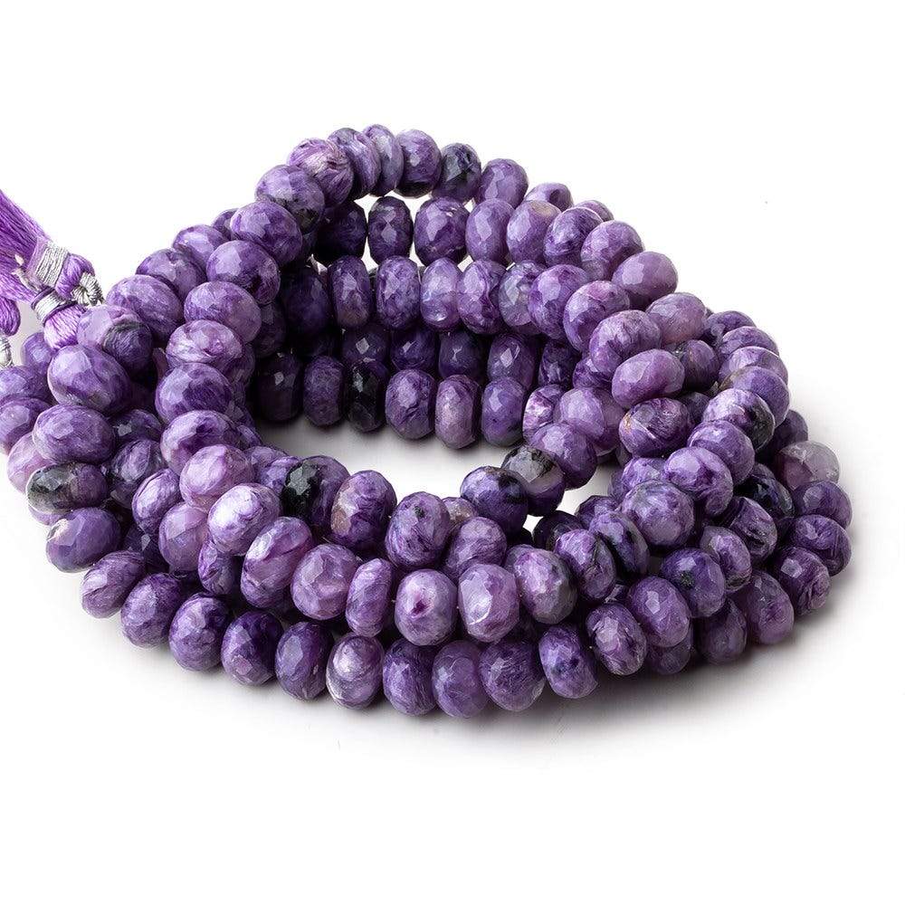 7-9mm Charoite Faceted Rondelle Beads 16 inch 68 pieces A - Beadsofcambay.com