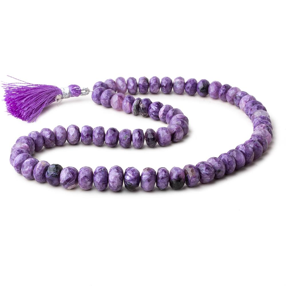 7-9mm Charoite Faceted Rondelle Beads 16 inch 68 pieces A - Beadsofcambay.com
