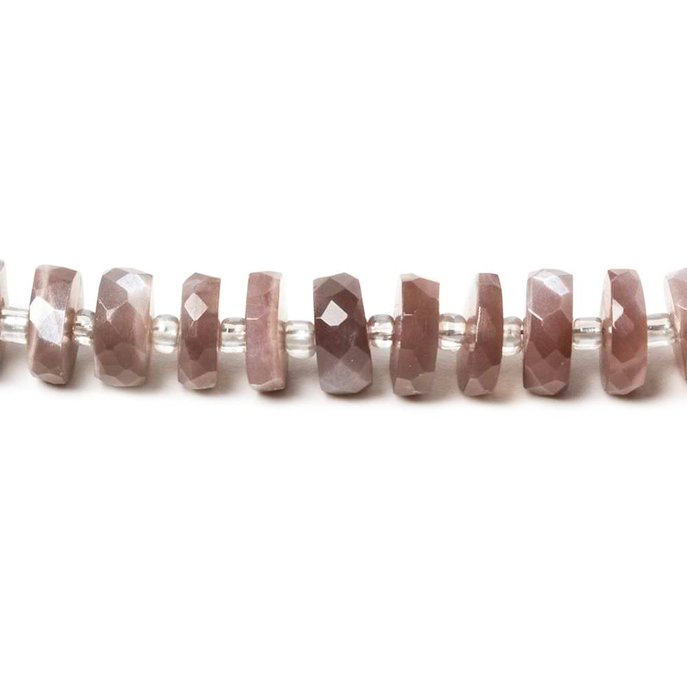 7-9mm Chocolate Moonstone faceted heshi beads 16 inch 99 pieces - Beadsofcambay.com