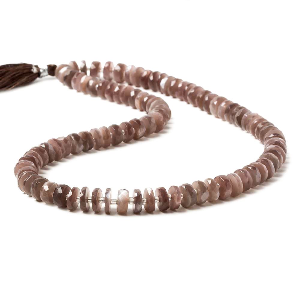 7-9mm Chocolate Moonstone faceted heshi beads 16 inch 99 pieces - Beadsofcambay.com